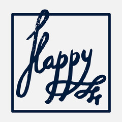 Happy handwritten in a frame