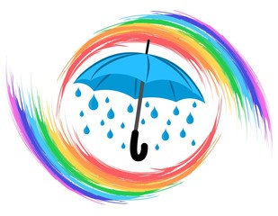 Rainbow with umbrella.