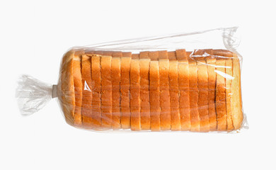 Sliced bread on white surface.