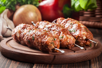 Raw traditional sish kebab