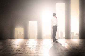 Composite image of thoughtful classy businessman looking away