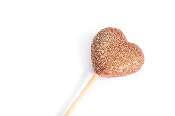 Golden Heart Cake Topper isolated on white