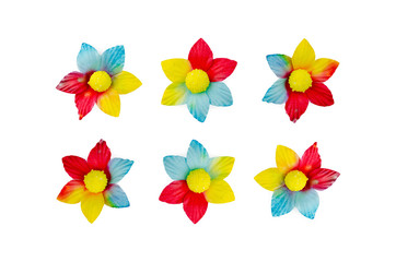 Artificial flowers isolate on white background..