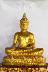 low poly of Golden Buddha statue