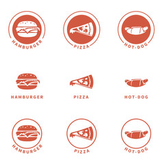 Obraz premium Hamburger, pizza & hot-dog retro icons set