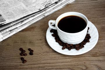 Set of news papers with coffee