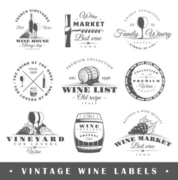 Fototapeta Set of vintage wine labels