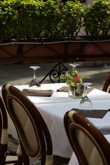 Table set in restaurant