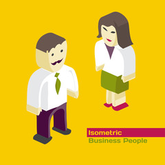 Flat 3d isometric concept web vector illustration. Figures of bu