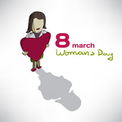 Women's Day greeting Card. Isometric ilustration young woman wit