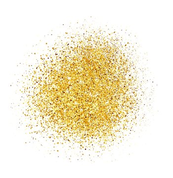 Abstract gold background. Gold background for card. Gold glitter. Gold sparkles on white background.