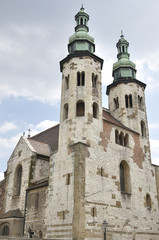 Fototapeta na wymiar Church of St. Andrew built in Romanesque style located in the Old Town district of Krakow, Poland