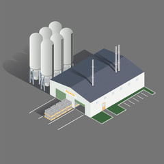 Isometric icon set representing brewing factory