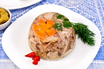 Jellied with pepper on tablecloth