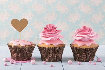 Cupcakes with heart cakepick