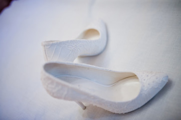 White luxury cloth shoes of bride