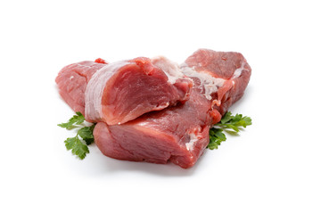 Pieces of fresh raw pork tenderloin