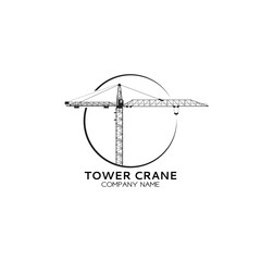 Company of tower crane logo. Vector tower crane sketch for your design.