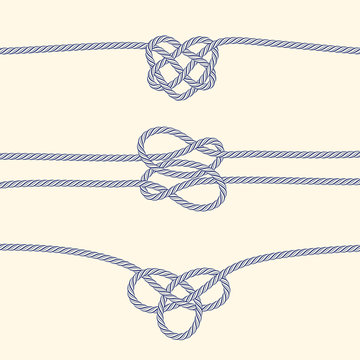 Set of rope borders with decorative knots