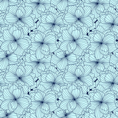 Seamless pattern made of blue Begonia flowers