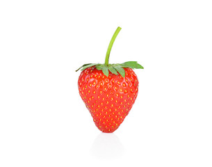 single fresh red strawberry isolated on white background