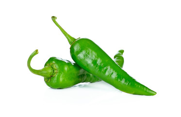 green chilli pepper on white background