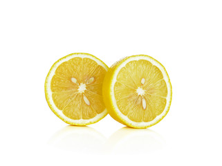 lemon slices on white background