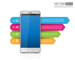 Infographic with a touch screen smartphone  for Business, vector
