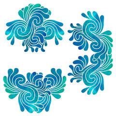 Set of decorative watercolor elements