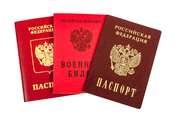 Russian passports (national and international type) and Military