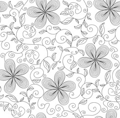 Beautiful vector seamless background with flowers and leaves