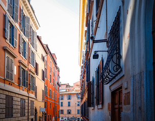 Traditional old buildings Street view in Rome