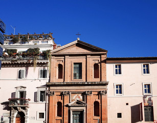 Fototapeta na wymiar Traditional old buildings Street view in Rome