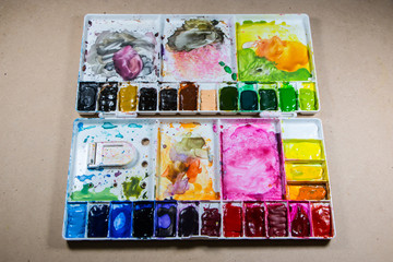 Water color in a palette