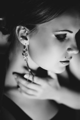 portrait of sexy woman in dress, bw 