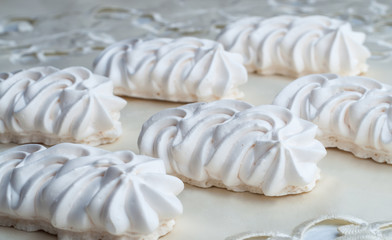 White marshmallow on a table close-up