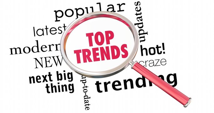 Top Trends Magnifying Glass Hot Topics News Words 4K