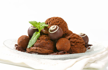Chocolate ice cream and truffles