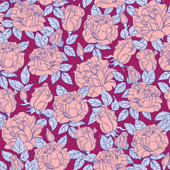 Vector seamless rose flower pattern