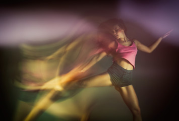 Modern hip hop dancer woman, motion blur