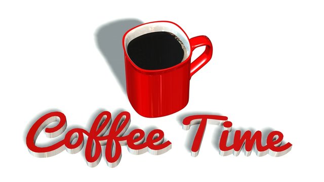 Fototapeta Coffee cup  and coffee time handwrite 3D lettering 