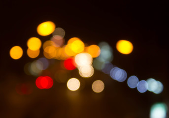 blur Night traffic road with bokeh light abstract background