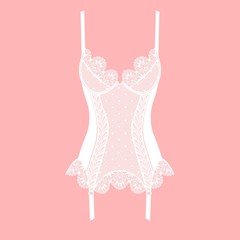 White lacy corset on pink background