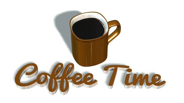 Fototapeta Coffee cup  and coffee time handwrite 3D lettering 