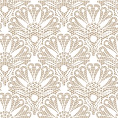 Seamless flower lace pattern on beige background