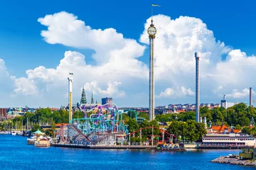 Fototapete Vergnügungspark Amusement park Grona Lund on Djurgarden island in Stockholm, Swe