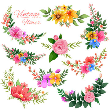 Watercolor Vintage floral frame