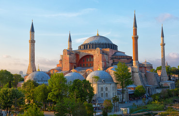 Fototapeta na wymiar Hagia Sophia on a sunny summer day, Istanbul, Turkey