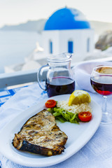 Greek cuisine - grilled swordfish, a dish