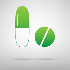 Medical pills green icon